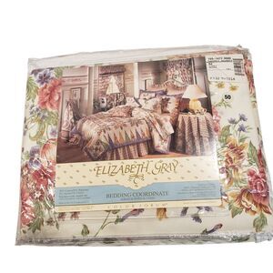 Vintage Elizabeth Gray Melissa Floral Drapery Curtains & Tiebacks 2 84" panels